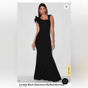 Lucette Black Sleeveless Ruffled Mermaid Maxi Dress